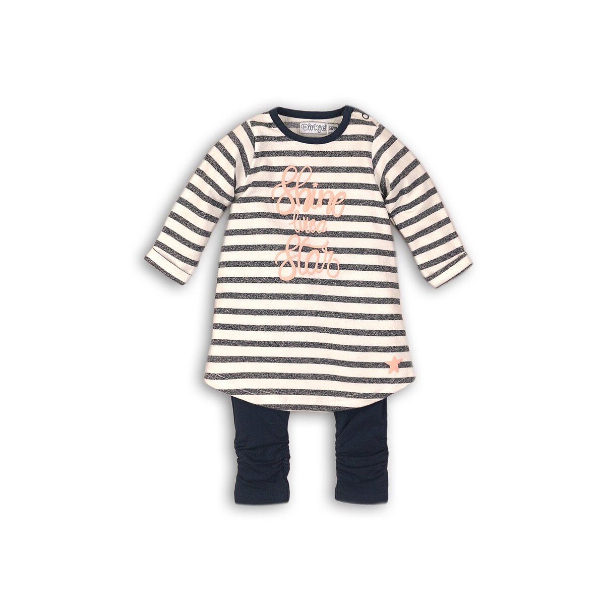 Set 2 piese bebelusi, rochita cu dungi si colanti, Dirkje, Star, multicolor