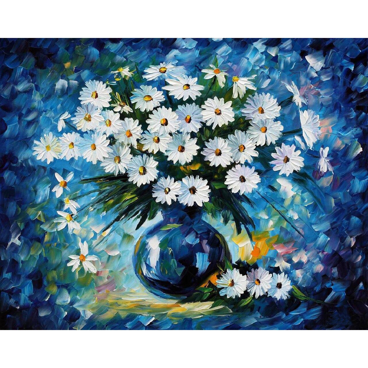 Pictura pe numere - Panza din bumbac pe rama de lemn 40*50 cm - Buchet de margarete (PDP-538)