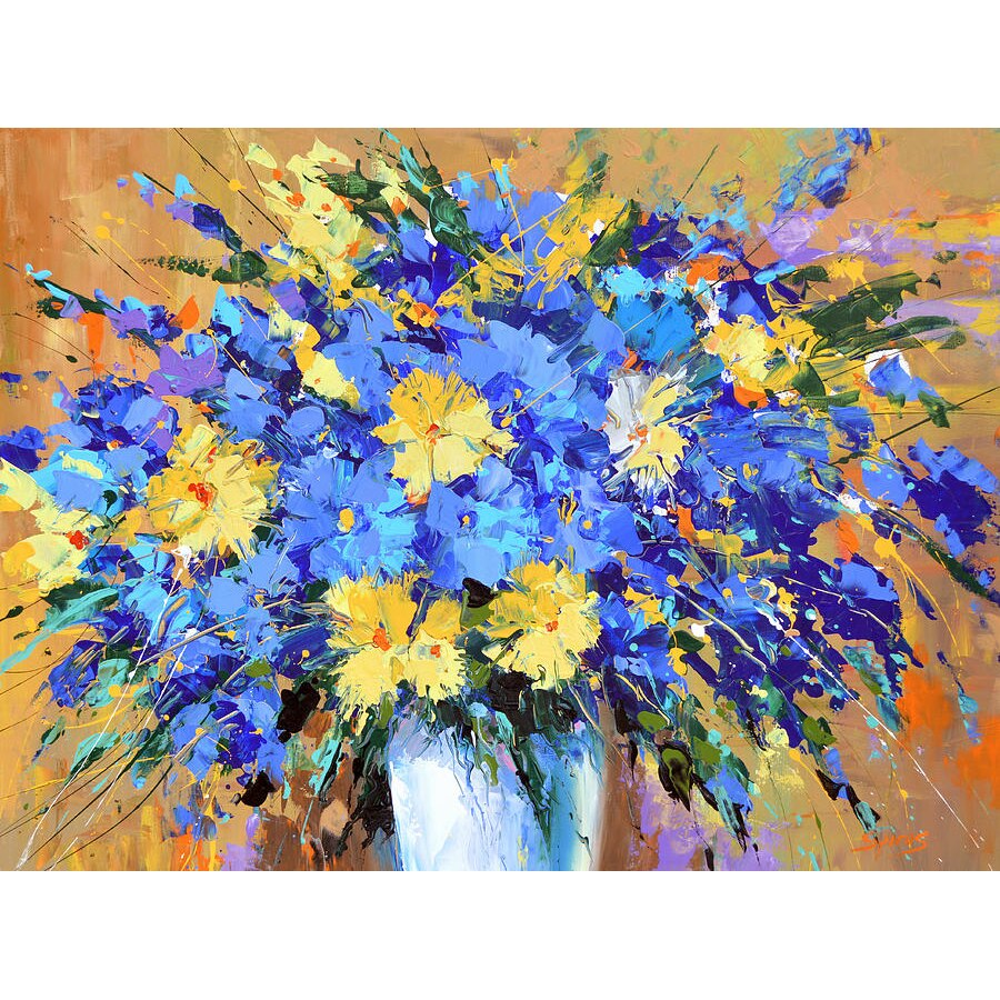 Pictura pe numere - Panza din bumbac pe rama de lemn 40*50 cm - Buchet de flori (5) (PDP-530)