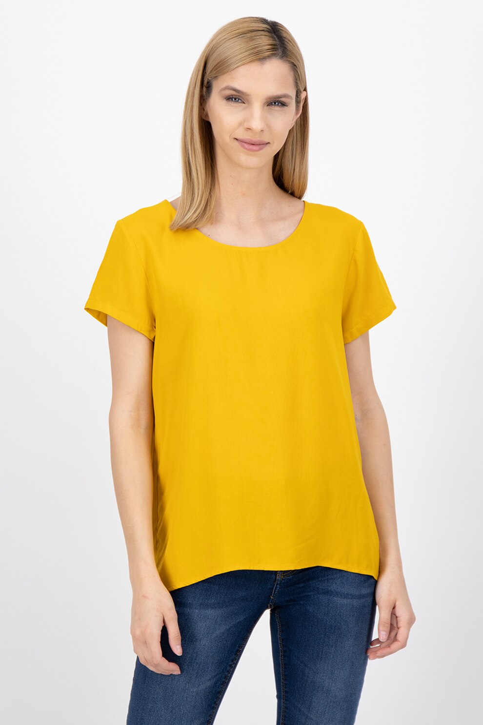 Only, Bluza cu maneci scurte si decolteu rotund, Galben sofran