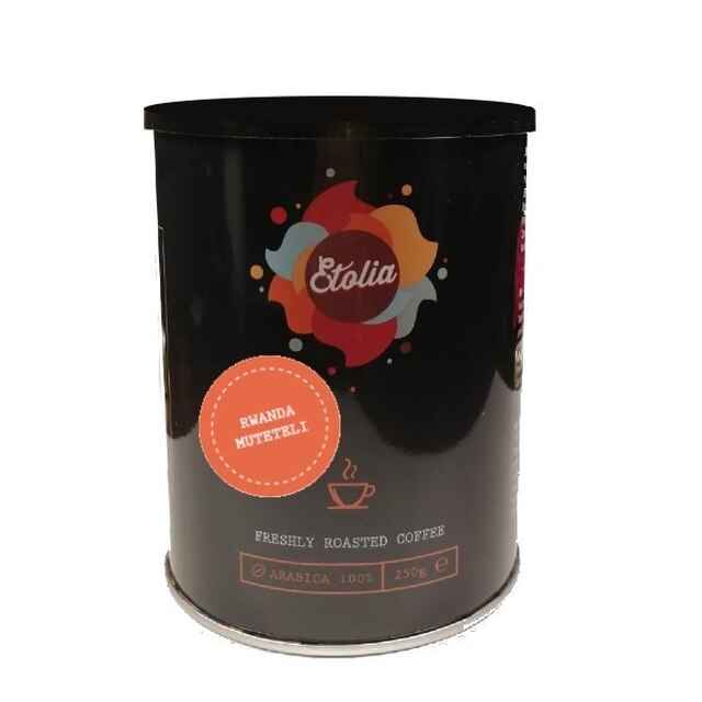 Cafea boabe proaspat prajita Etolia Rwanda Muteteli Washed cutie metalica 250g