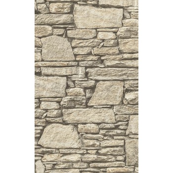 Tapet cu aspect de piatra decorativa in nuante de crem si negru, 10.05 x 0.53 m Tapet cu aspect de piatra decorativa in nuante de crem si negru, 10.05 x 0.53 m