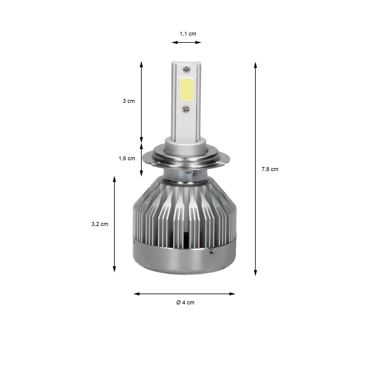 Set 2 bucati bec auto LED, ECD Germany, halogen, C1 H7, 6000K, 30W