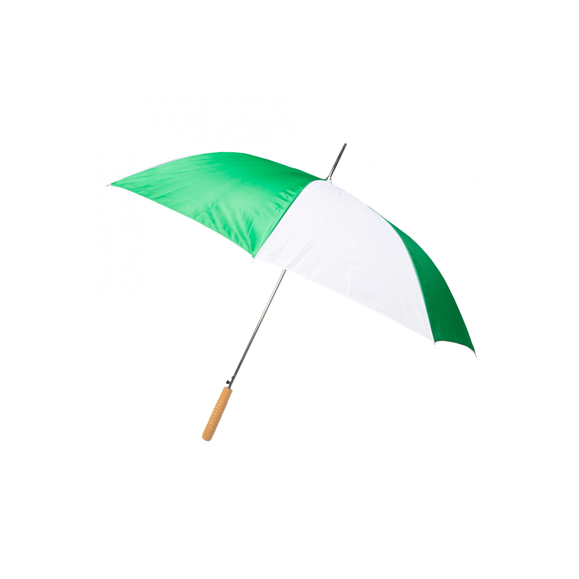 Umbrela cu maner de lemn, deschidere automata, ⌀102 cm, Verde/Alb