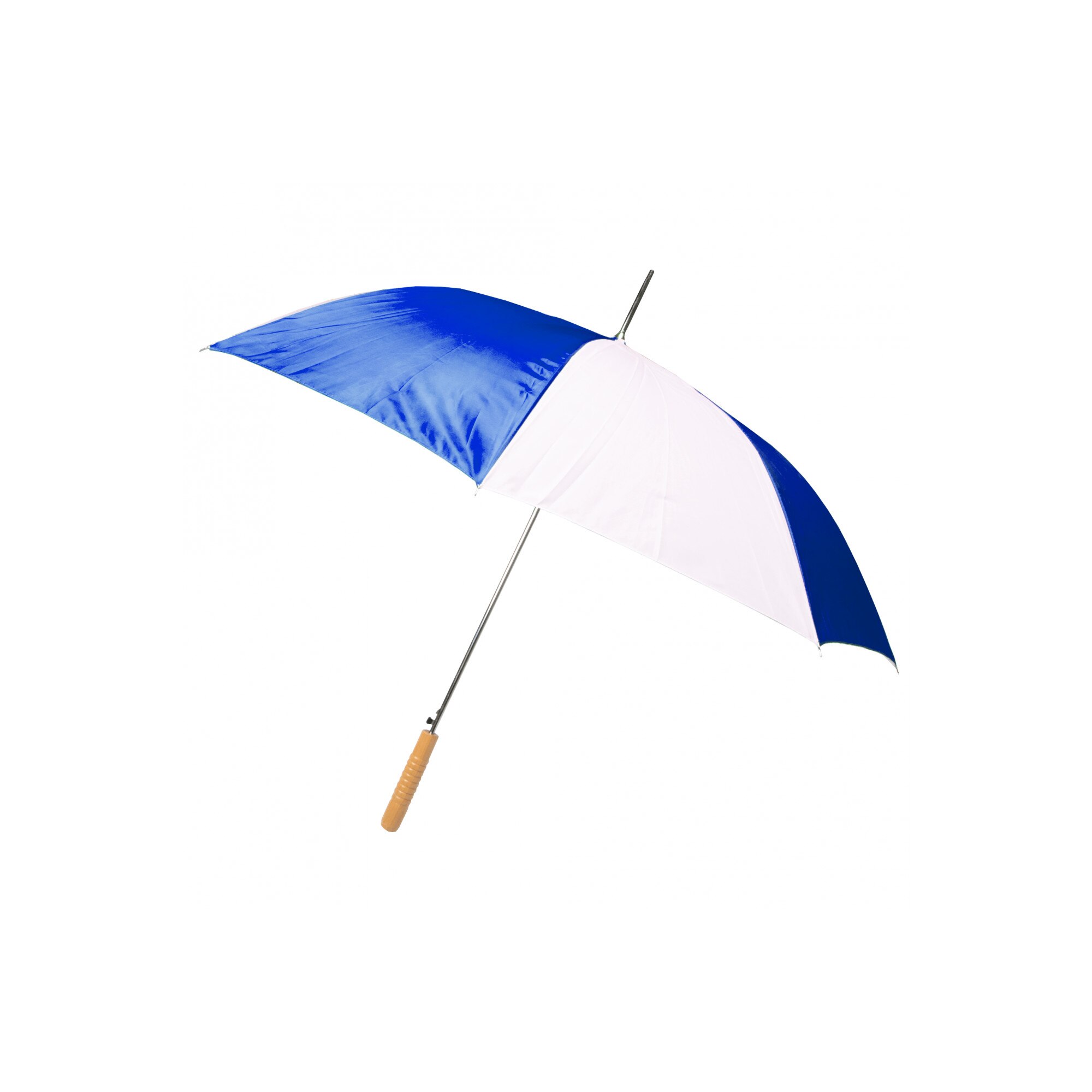 Umbrela cu maner de lemn, deschidere automata, ⌀102 cm, Albastru/Alb