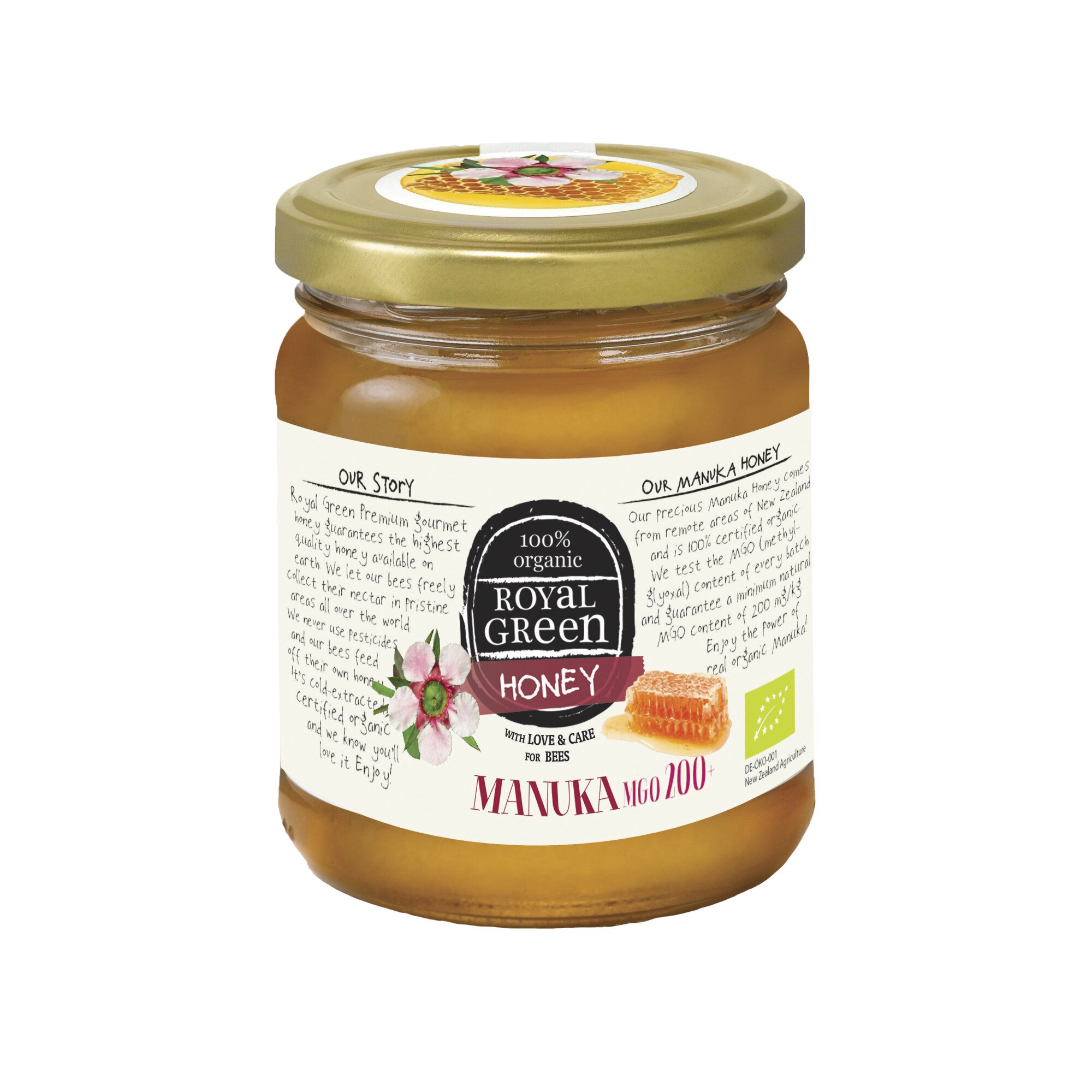 Miere ecologica de Manuka 200 + MGO, Royal Green, 250 ml