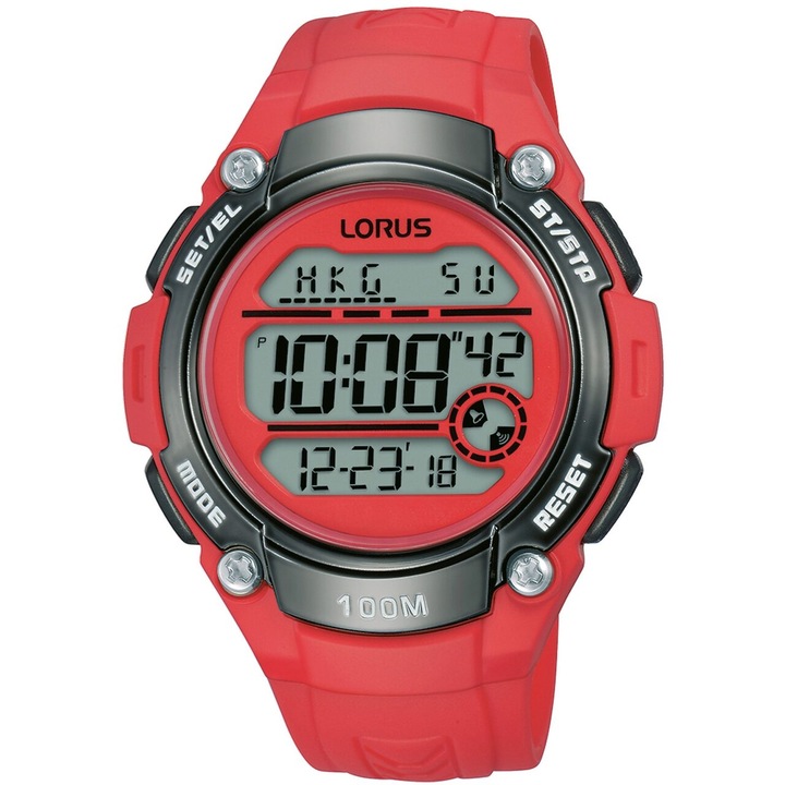 Ceas barbatesc Lorus R2343MX9 Digital, 46mm, 10ATM, Rosu