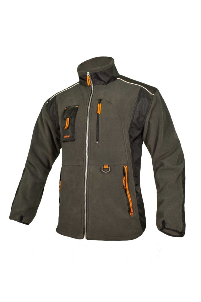 Jacheta din fleece, Classic, inchidere cu fermoar, Gri/Negru