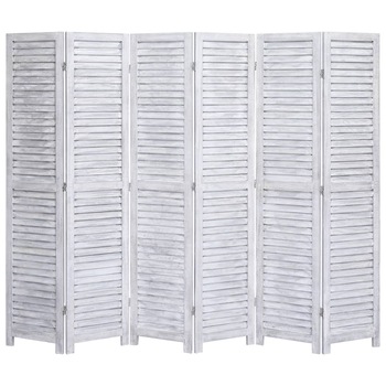 Paravan de camera 6 panouri, vidaXL, Lemn, 210 x 165 cm, Gri Paravan de camera 6 panouri, vidaXL, Lemn, 210 x 165 cm, Gri