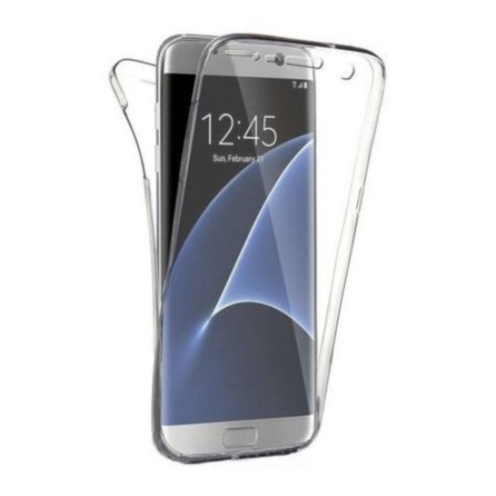 Калъф за Samsung Galaxy A30, Paramount, 360 градуса, силиконова предна част, пластмасов гръб, прозрачен