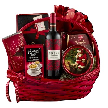 Cos Cadou Serena Gift, cu vin, praline, cafea, trufe ciocolata, bomboane si multe bunatati Cos Cadou Serena Gift, cu vin, praline, cafea, trufe ciocolata, bomboane si multe bunatati