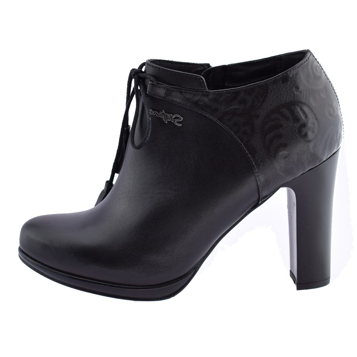 Botine dama, din piele naturala, marca Stefano, 13460110-01-N-135, negru, Negru
