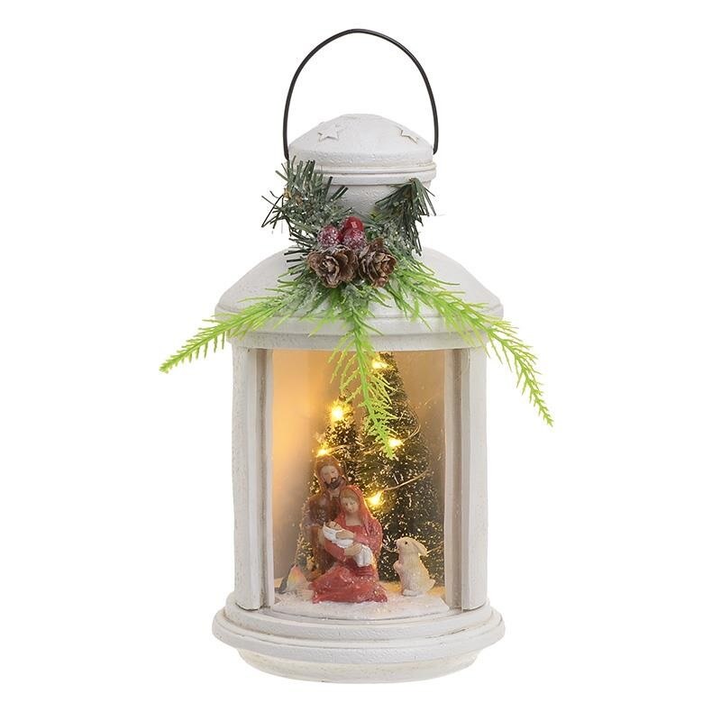 Felinar Nasterea Domnului cu lumini din rasina, 13 x 24 cm, multicolor
