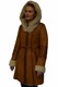 Haina blana naturala dama, din piele naturala, marca Viva, 080-16-19-141, coniac, 3XL