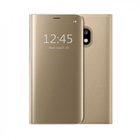 Husa Fusion Samsung Galaxy J3 2017 Flip Cover Oglinda Auriu