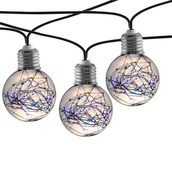 Ghirlanda luminoasa decorativa tip 10 becuri glob cu 100 leduri, lumina multicolora, 4.5 metri lungime, pentru interior sau exterior Ghirlanda luminoasa decorativa tip 10 becuri glob cu 100 leduri, lumina multicolora, 4.5 metri lungime, pentru interior sau exterior