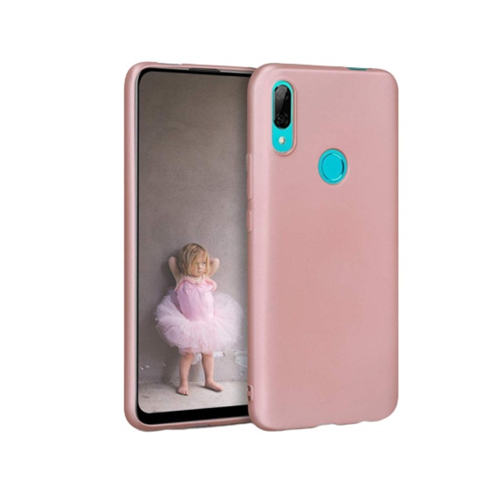 Противоударен силиконов калъф с микрофибърна вътрешност, съвместим с Huawei P Smart Z, Розов