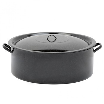 Cratita emailata cu capac, 20L, Neagra Cratita emailata cu capac, 20L, Neagra