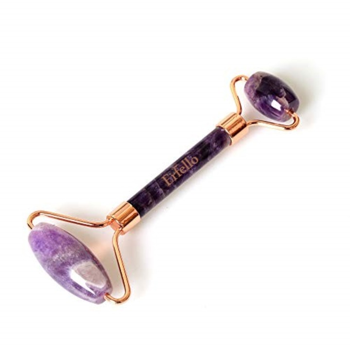 Amethyst Quartz Roller by Erfello pentru masaj facial si corporal, Tratament facial-Amethyst Quartz
