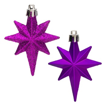 Set 16 globulete, Zola®, pentru bradut, in forma de stelute cu sclipici, 8 cm Set 16 globulete, Zola®, pentru bradut, in forma de stelute cu sclipici, 8 cm