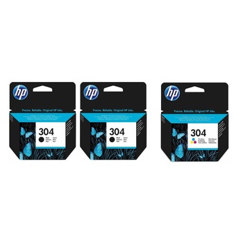 Pachet cartuse cerneala N9K06AE (304) negru x 2 N9K05AE (304) tricolor HP original 360 pagini Pachet cartuse cerneala N9K06AE (304) negru x 2 N9K05AE (304) tricolor HP original 360 pagini