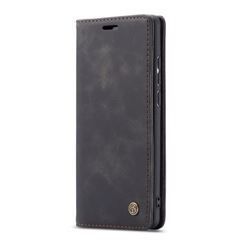 Husa Huawei P30 Lite - CaseMe, slim piele, tip portofel, stand, inchidere magnetica, textura catifelata, Negru