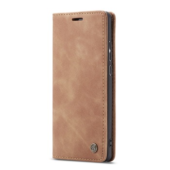 Husa Huawei P Smart (2019), CaseMe, slim piele, tip portofel, stand, inchidere magnetica, textura catifelata, Maro