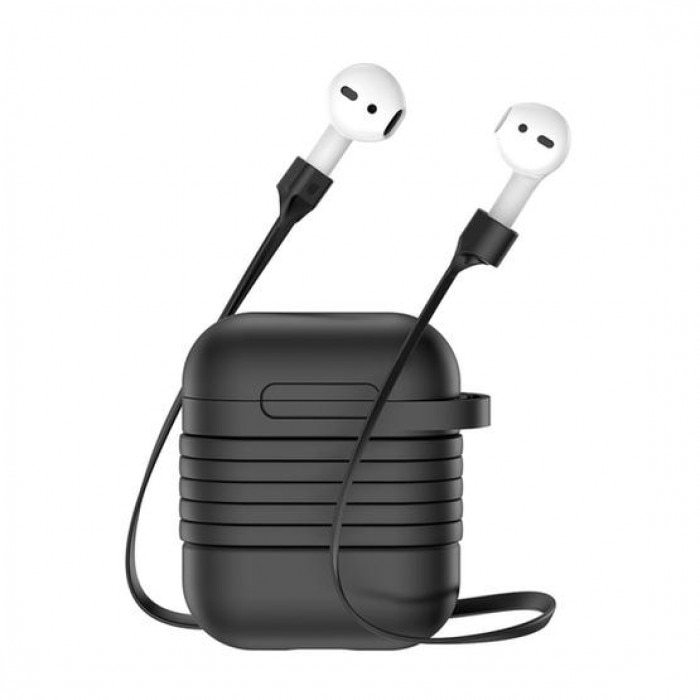 Husa de protectie din silicon magnetic, Baseus, pentru Apple AirPods, Negru