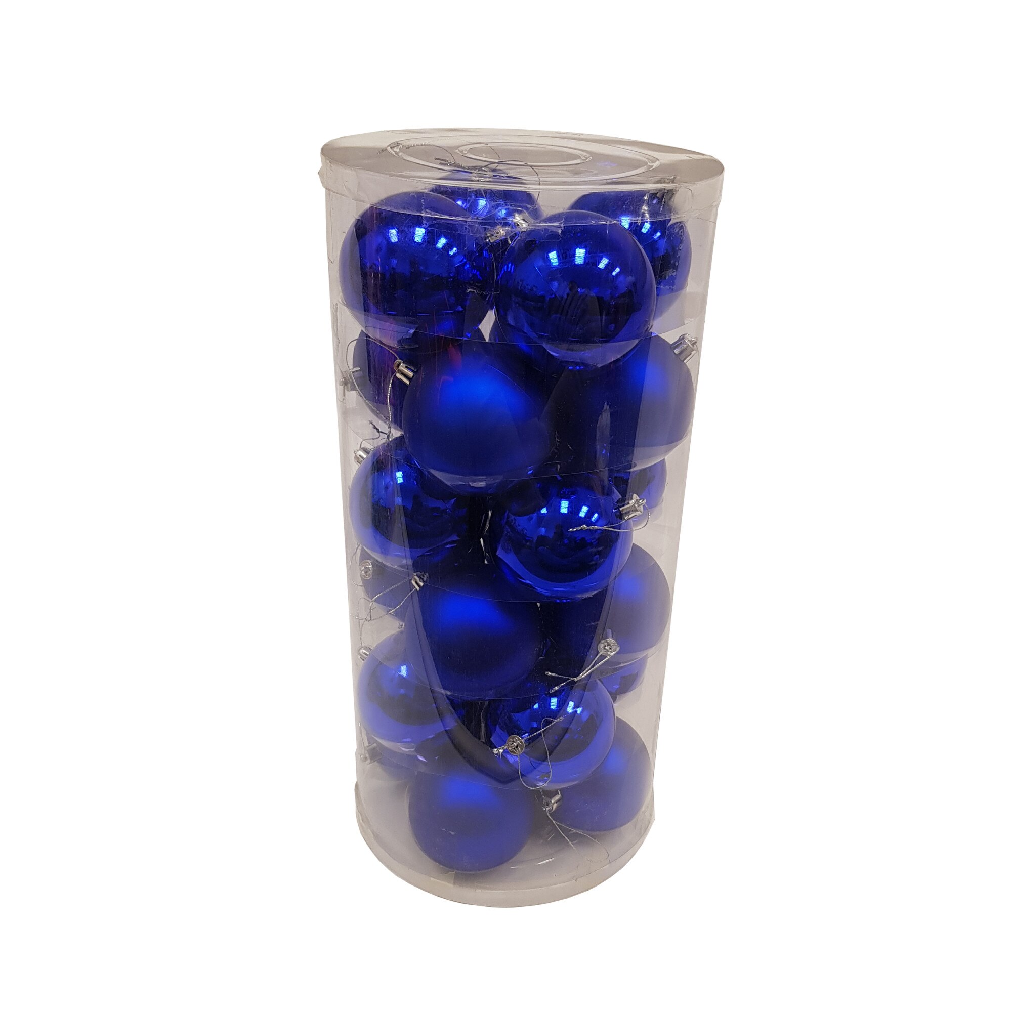 Set 24 Globuri Craciun, Albastru, 8 cm