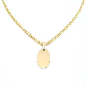 Lant aur galben 14k cu pandantiv banut oval, dimensiune lant 40 cm, dimensiune pandantiv 12mm, Criss&Co Jewelry Store Gold Collection Lant aur galben 14k cu pandantiv banut oval, dimensiune lant 40 cm, dimensiune pandantiv 12mm, Criss&Co Jewelry Store Gold Collection