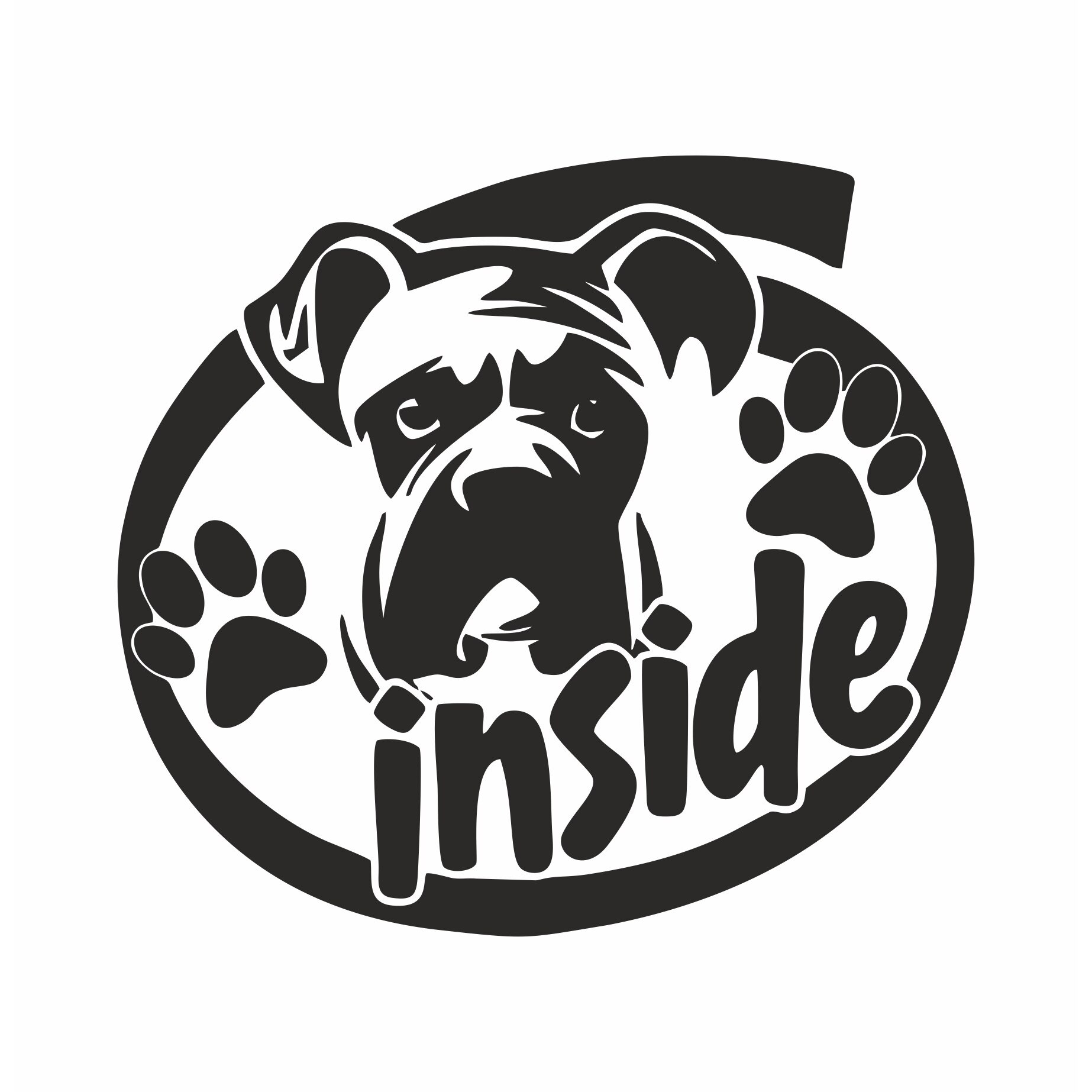 Sticker decorativ, Auto, Tuning, dog inside, PVC autocolant, Negru,18 x 16 cm