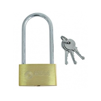 Lacat ingust de alama Mega, 40 mm, tija lunga, 3 chei incluse Lacat ingust de alama Mega, 40 mm, tija lunga, 3 chei incluse