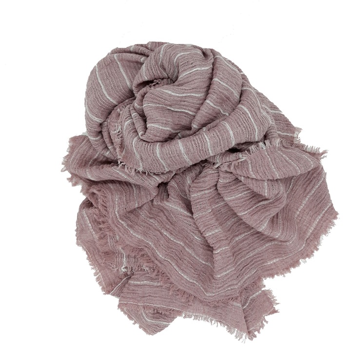 Esarfa dama, roz prafuit, cu dungi, dimensiune 95/210 cm