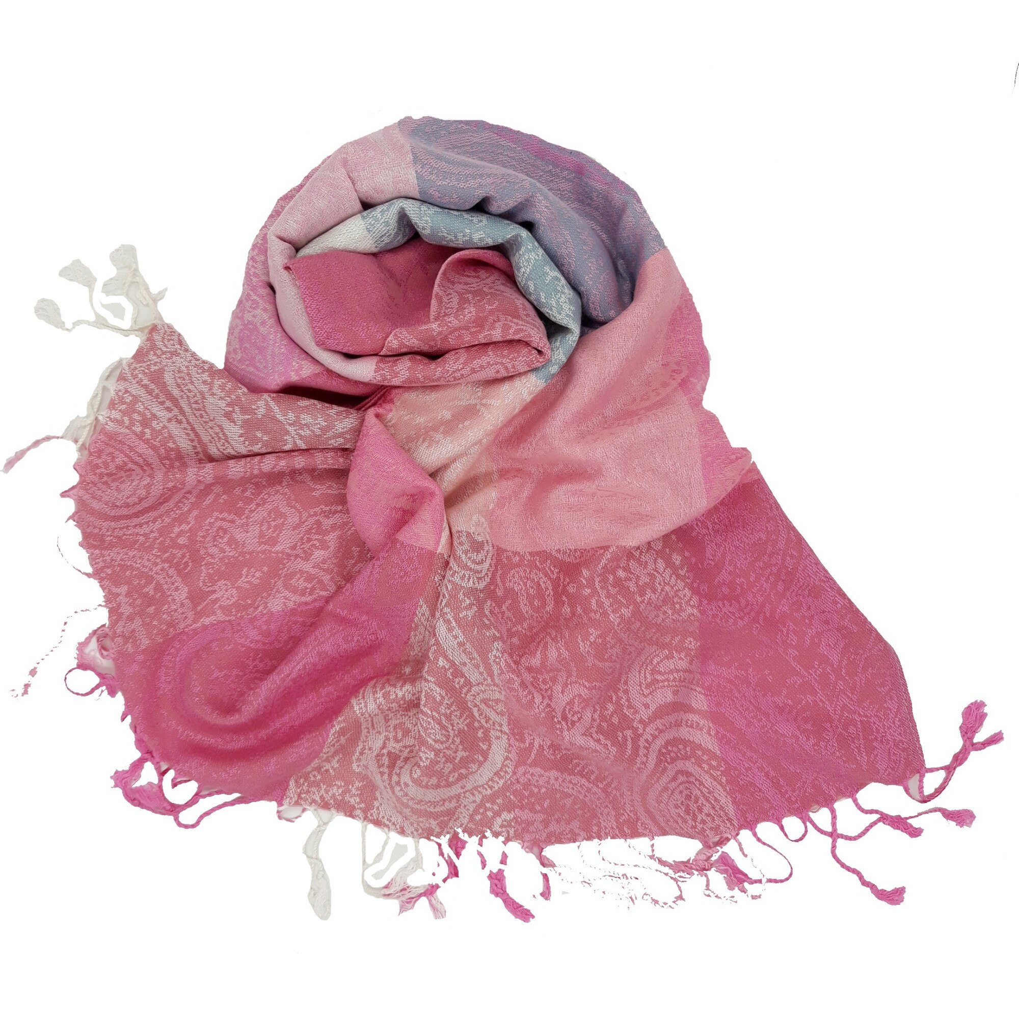 Esarfa dama, gri/roz, dimensiune 65/190 cm