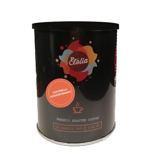 Cafea boabe proaspat prajita Etolia Guatemala Huehuetenango cutie metalica 250g