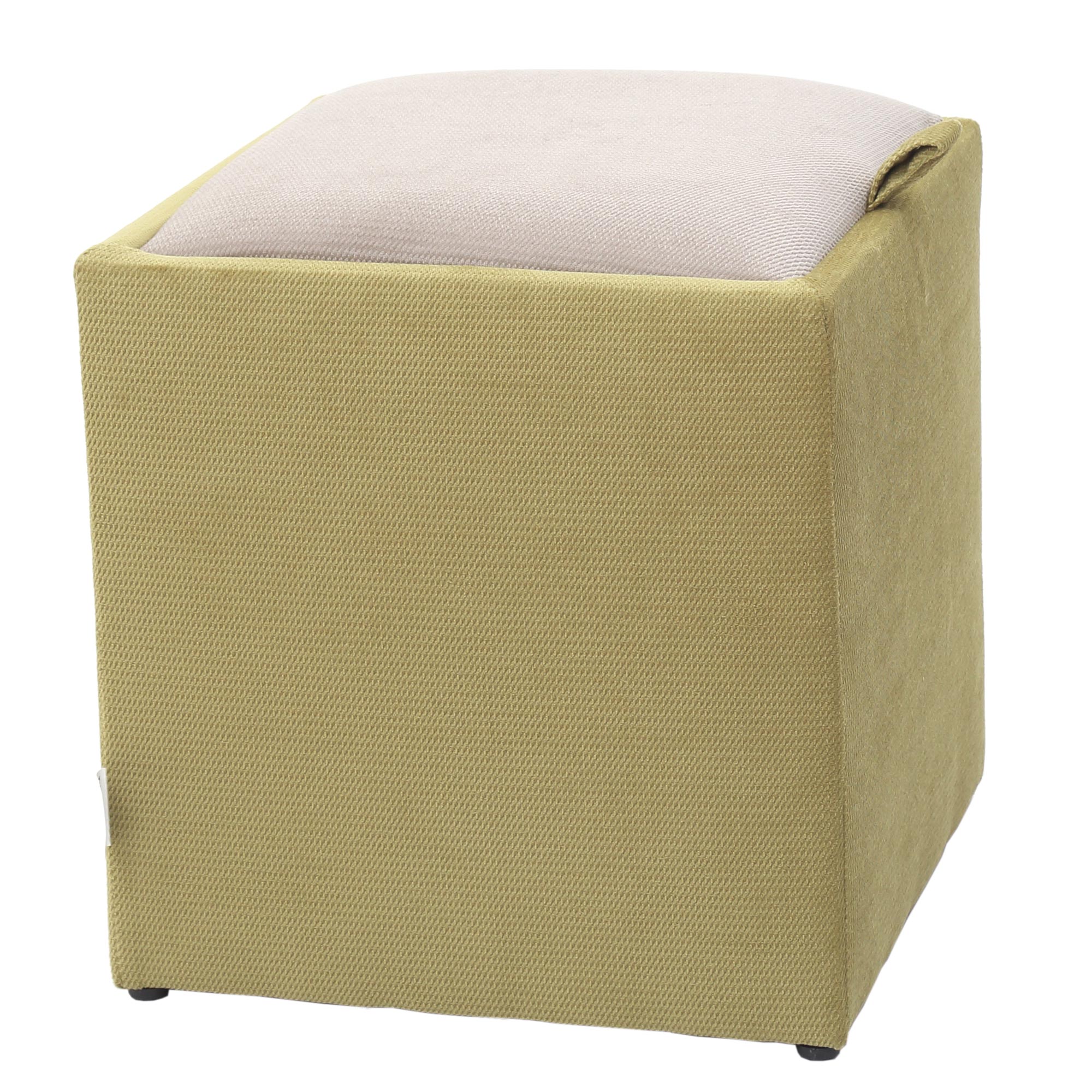 Taburet Box stofa K Verde/Crem, cu depozitare
