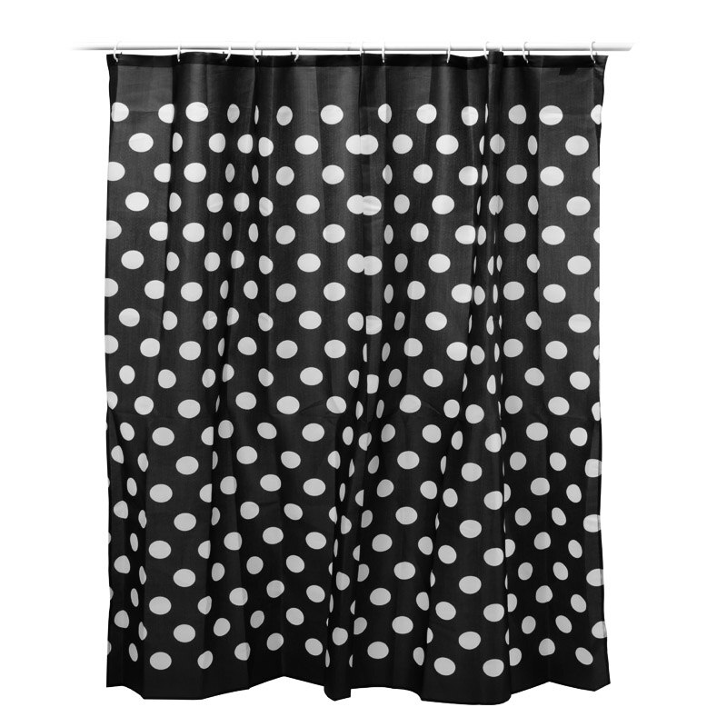 Perdea dus 180x180cm negru cu alb buline