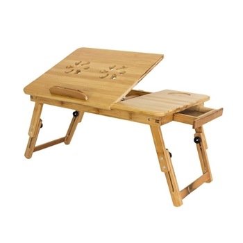 Masuta pliabila pentru laptop, ProCart, unghi reglabil, bambus, 50x30 cm, sertar, natur Masuta pliabila pentru laptop, ProCart, unghi reglabil, bambus, 50x30 cm, sertar, natur