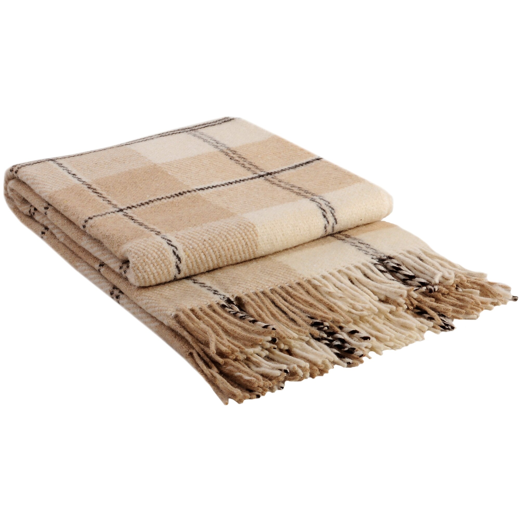 Patura din lana merinos, Valentini Bianco, Elf, 200 x 220 cm, Bej Maro, design 3