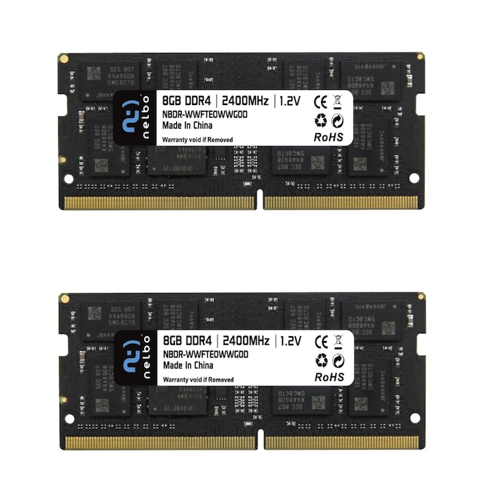 Памет RAM 16 GB , set 2x8 GB , sodimm ddr4, 2400 Mhz, NELBO оригинал, лаптоп