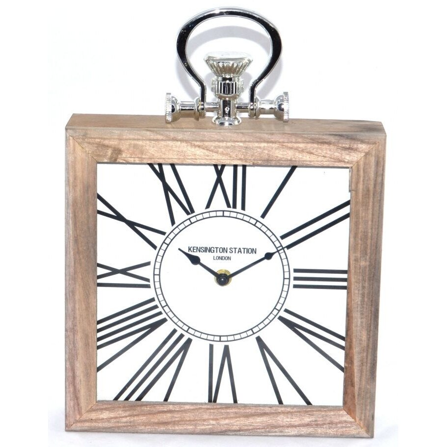 Ceas de masa sau de perete, Home Styling Collection, Lemn, 24x24 cm, Alb