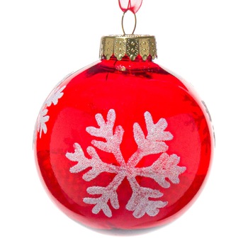 Globulet ideal pentru bradut, Zola®, rosu cu fulg alb de nea, 8cm Globulet ideal pentru bradut, Zola®, rosu cu fulg alb de nea, 8cm