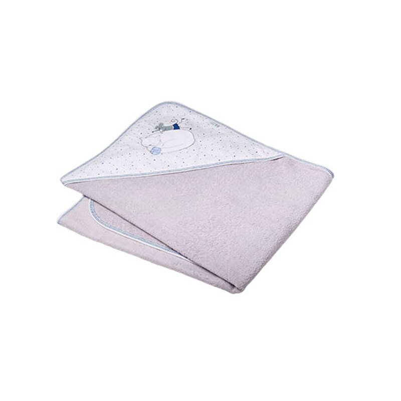 Prosop 100 x 100 cm cu gluga pentru bebelusiTy i My Funny Mice PBGTMFM1, Gri