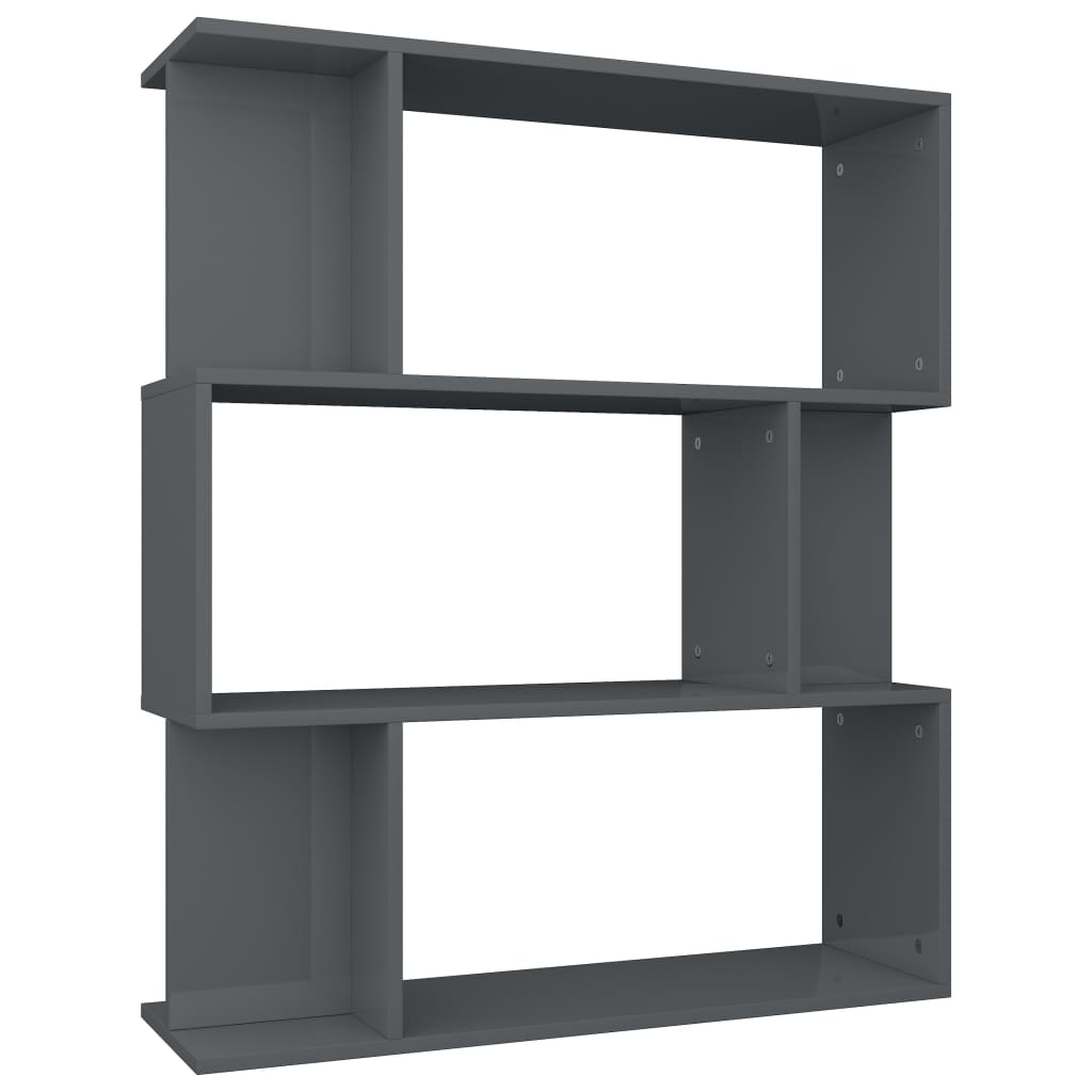 Biblioteca/Separator camera, vidaXL, Pal extralucios, 80x24x96 cm, Gri