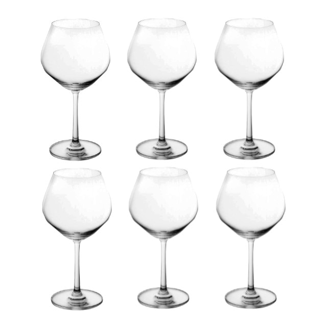 Set 6 pahare sticla OCEAN SANTE cu picior pentru vin rosu 635ml