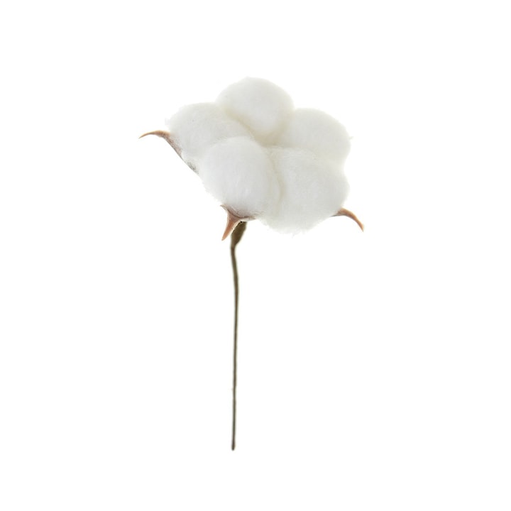 Floare artificiala, bumbac cu sarma, 9 cm