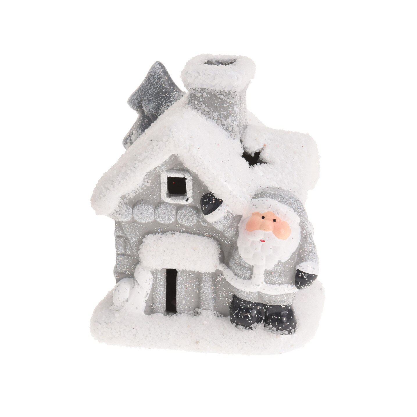 Decoratiune, casuta cu Santa, LED, 9 cm