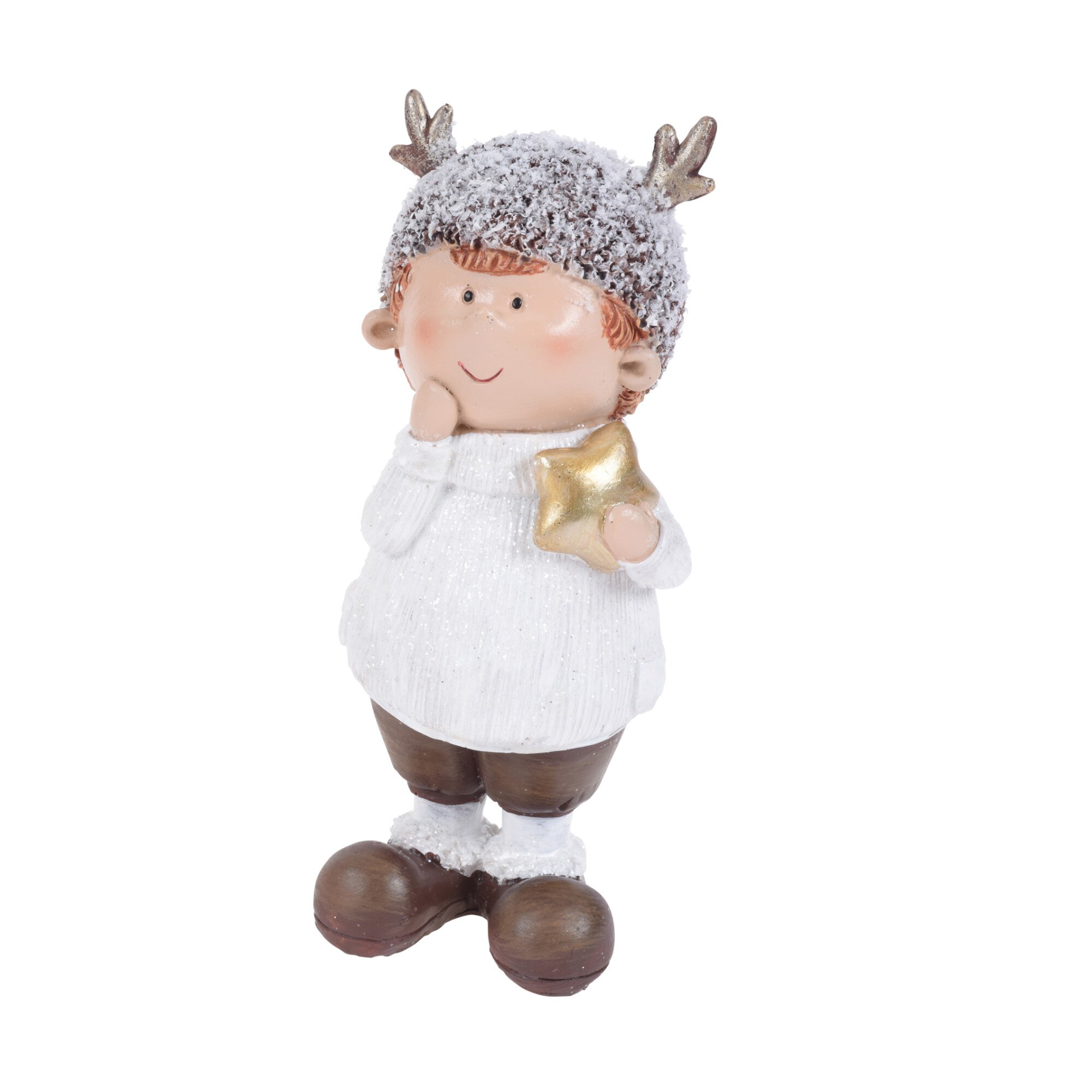 Figurina baiat cu caciula tip cerb, 17 cm