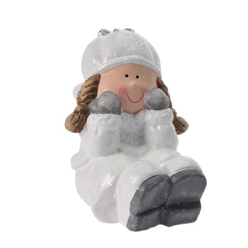 Figurina ceramica fetita asezata, 14 cm Figurina ceramica fetita asezata, 14 cm