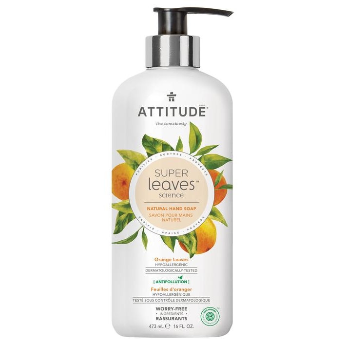 Sapun lichid de maini ecologic din frunze de portocal, Attitude Super Leaves, 473 ml